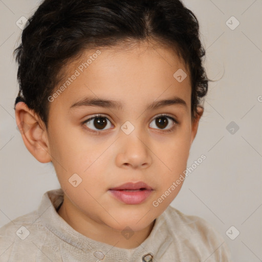 Neutral white child female with short  brown hair and brown eyes