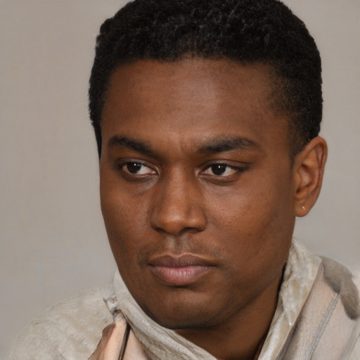 Neutral latino young-adult male with short  brown hair and brown eyes