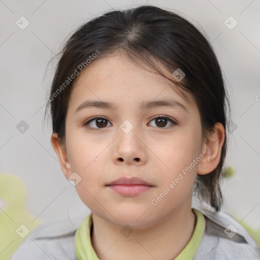 Neutral white child female with medium  brown hair and brown eyes