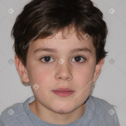 Neutral white child male with short  brown hair and brown eyes