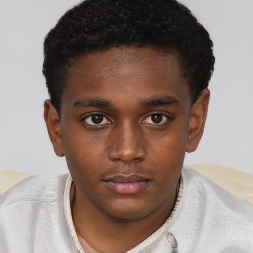 Neutral black young-adult male with short  brown hair and brown eyes