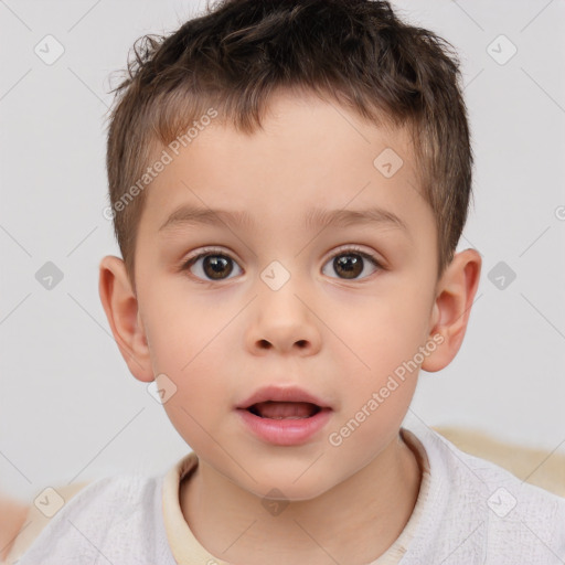 Neutral white child male with short  brown hair and brown eyes