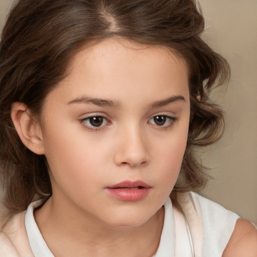 Neutral white child female with medium  brown hair and brown eyes