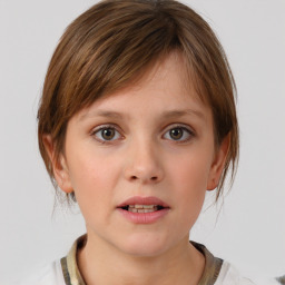 Neutral white child female with medium  brown hair and brown eyes