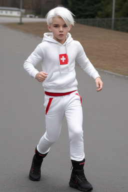 Swiss child boy with  white hair