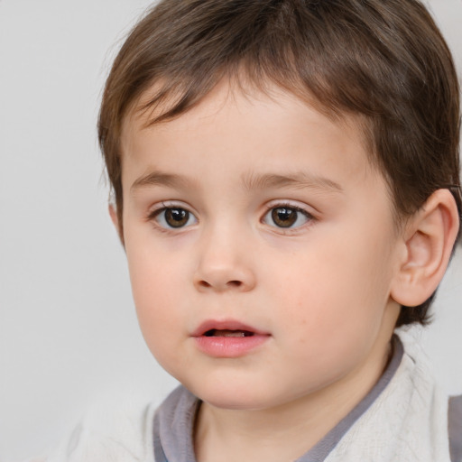 Neutral white child male with short  brown hair and brown eyes