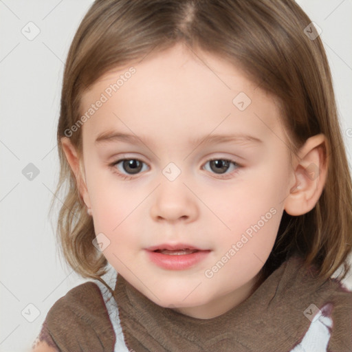 Neutral white child female with medium  brown hair and brown eyes