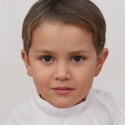 Neutral white child female with short  brown hair and brown eyes