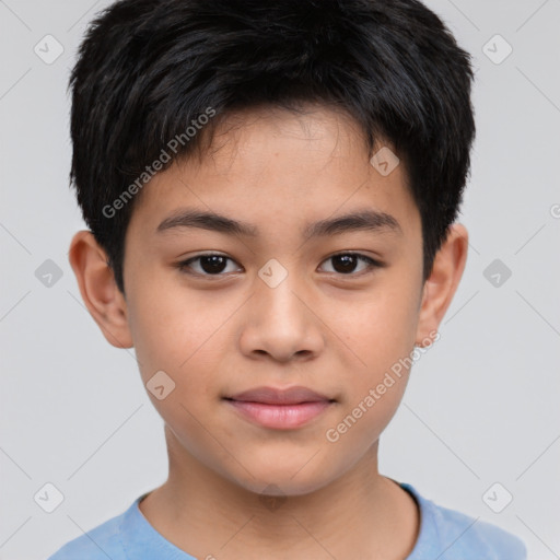 Neutral white child male with short  brown hair and brown eyes