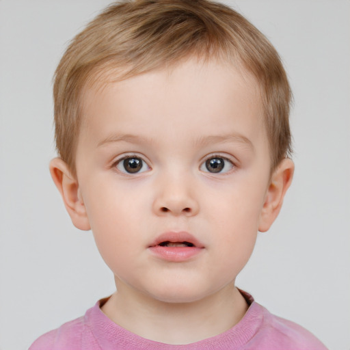 Neutral white child male with short  brown hair and brown eyes