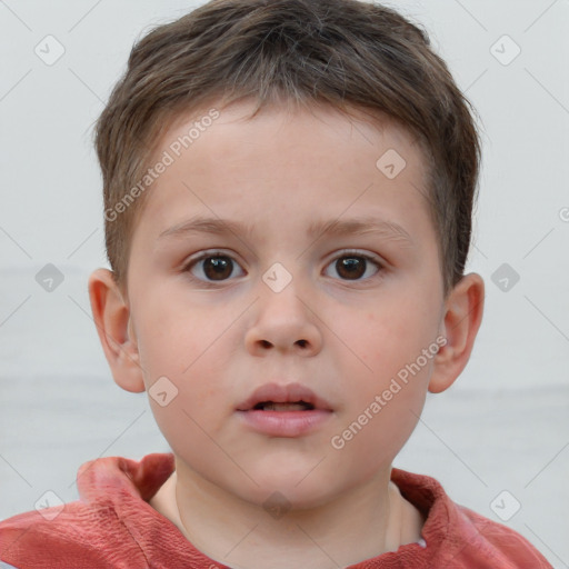 Neutral white child male with short  brown hair and brown eyes