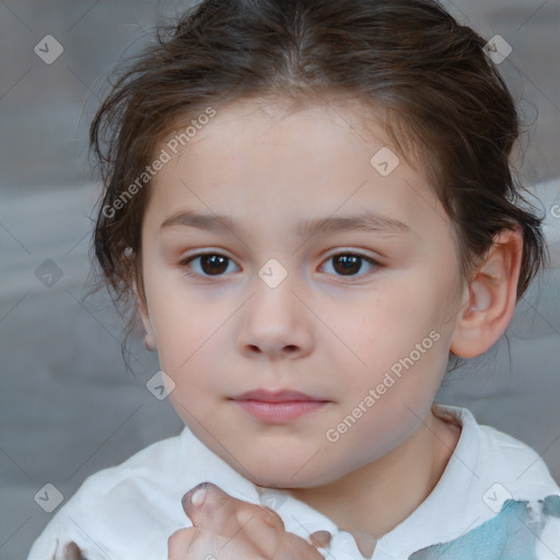 Neutral white child female with medium  brown hair and brown eyes