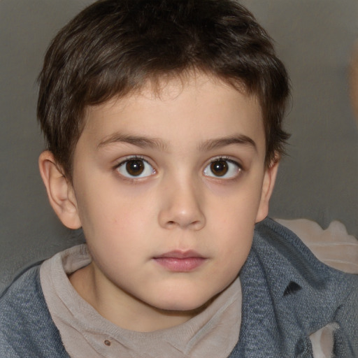 Neutral white child male with short  brown hair and brown eyes