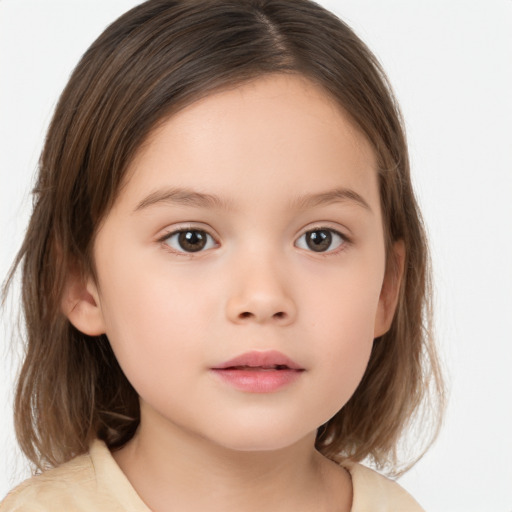 Neutral white child female with medium  brown hair and brown eyes