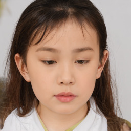 Neutral white child female with medium  brown hair and brown eyes