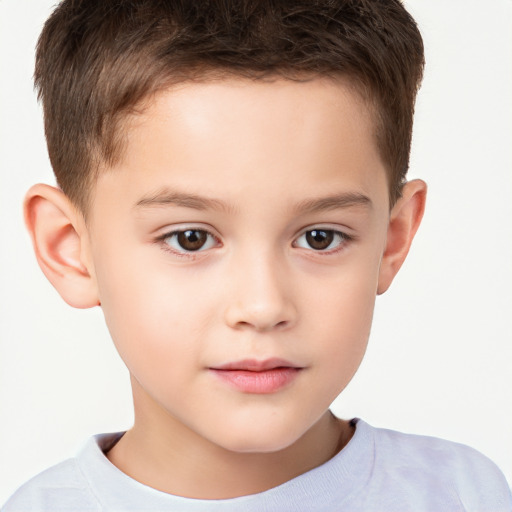 Neutral white child male with short  brown hair and brown eyes