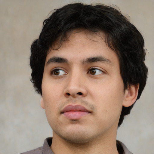 Neutral white young-adult male with medium  brown hair and brown eyes