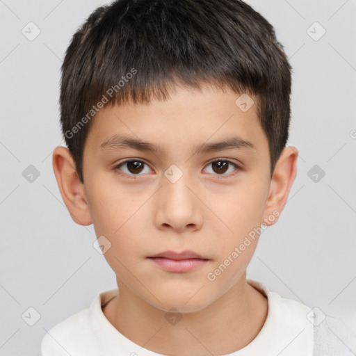 Neutral white child male with short  brown hair and brown eyes