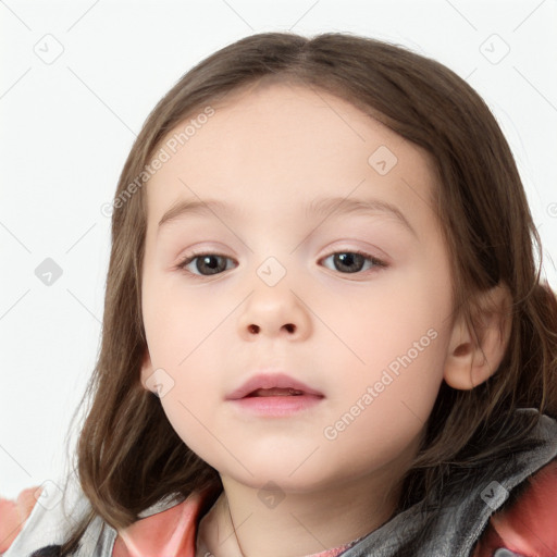 Neutral white child female with medium  brown hair and brown eyes