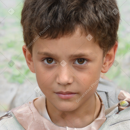 Neutral white child male with short  brown hair and brown eyes