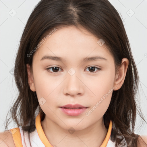 Neutral white child female with medium  brown hair and brown eyes