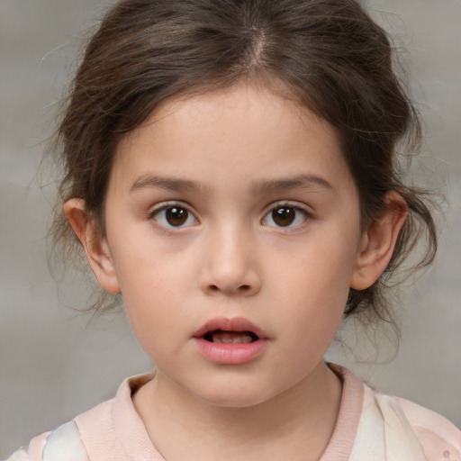 Neutral white child female with medium  brown hair and brown eyes