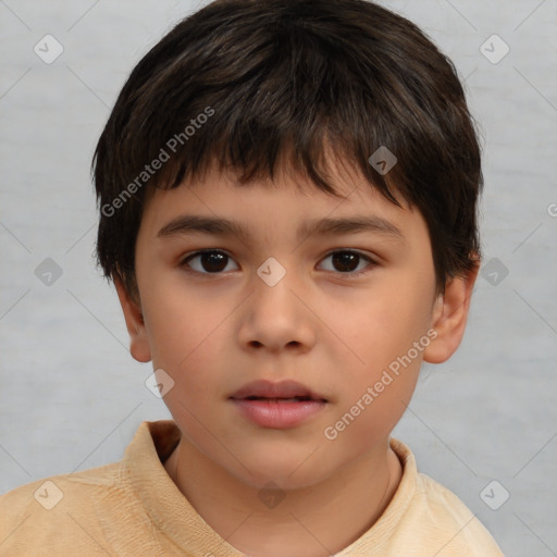 Neutral white child male with short  brown hair and brown eyes