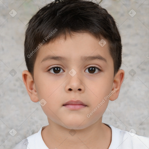 Neutral asian child male with short  brown hair and brown eyes