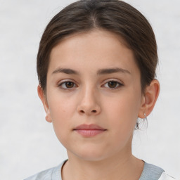 Neutral white young-adult female with short  brown hair and brown eyes