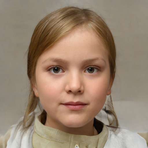 Neutral white child female with medium  brown hair and brown eyes