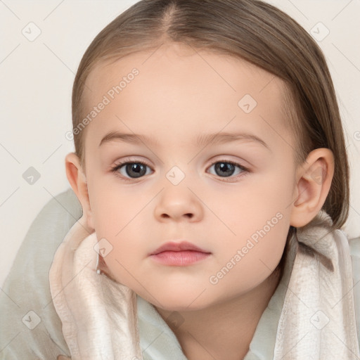 Neutral white child female with medium  brown hair and brown eyes