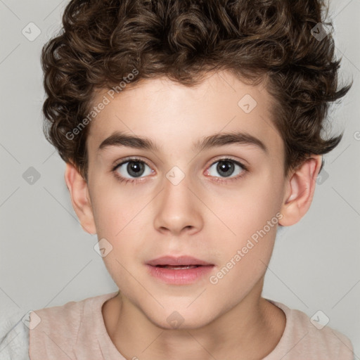 Neutral white child male with short  brown hair and brown eyes