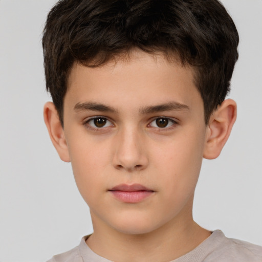 Neutral white child male with short  brown hair and brown eyes