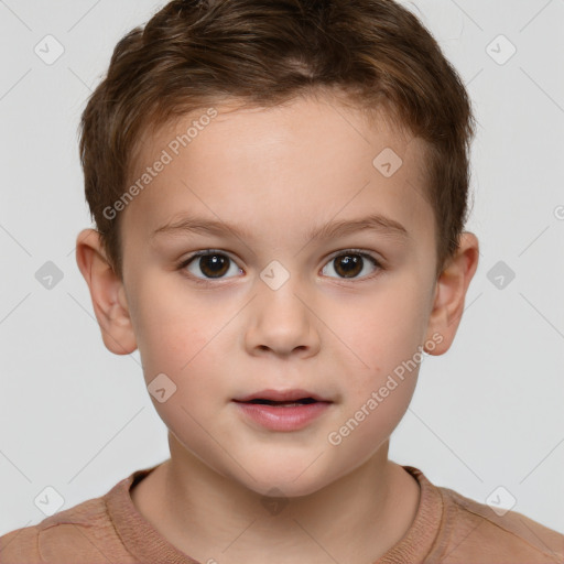 Neutral white child male with short  brown hair and brown eyes