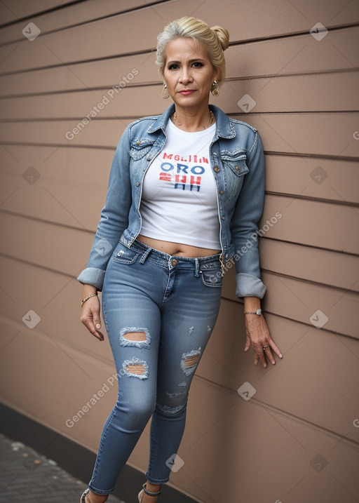 Venezuelan middle-aged female with  blonde hair