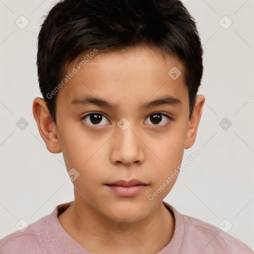 Neutral white child male with short  brown hair and brown eyes