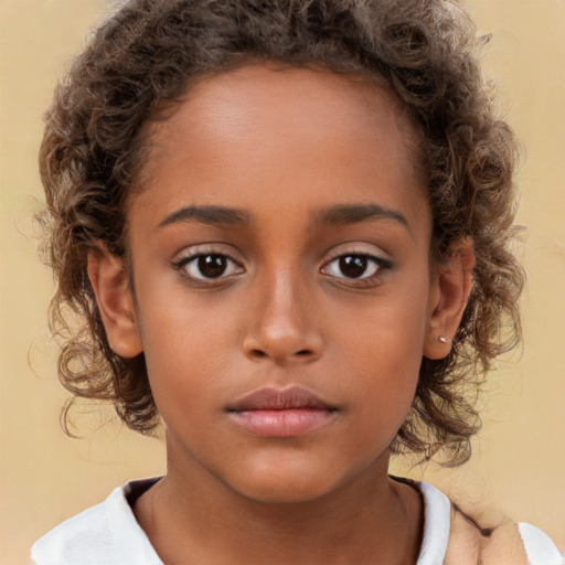 Neutral white child female with short  brown hair and brown eyes