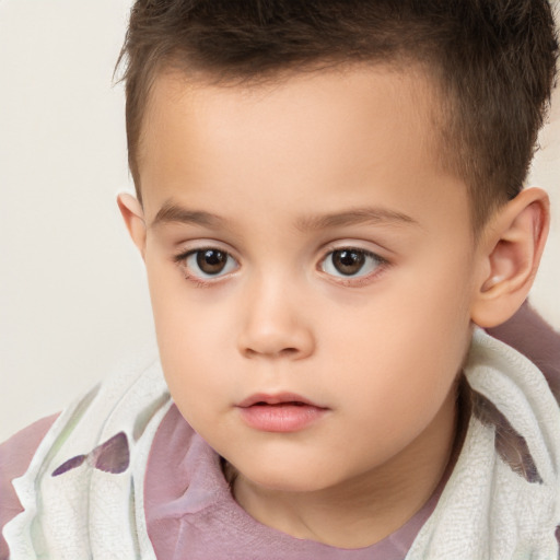 Neutral white child female with short  brown hair and brown eyes