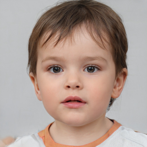 Neutral white child female with short  brown hair and brown eyes