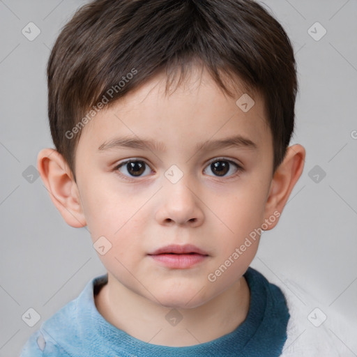 Neutral white child male with short  brown hair and brown eyes