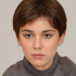 Neutral white child female with short  brown hair and brown eyes