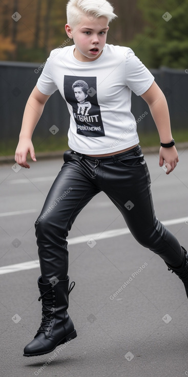 Norwegian teenager boy with  white hair