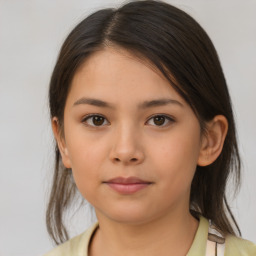 Neutral asian young-adult female with medium  brown hair and brown eyes