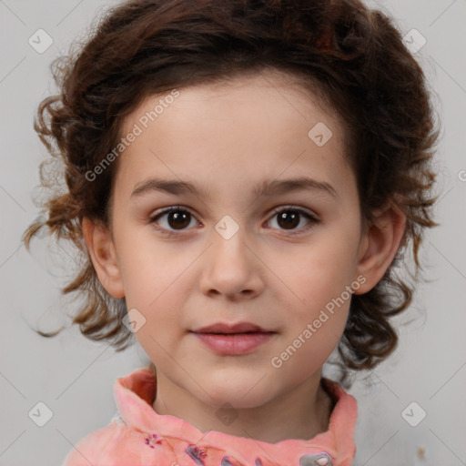 Neutral white child female with medium  brown hair and brown eyes