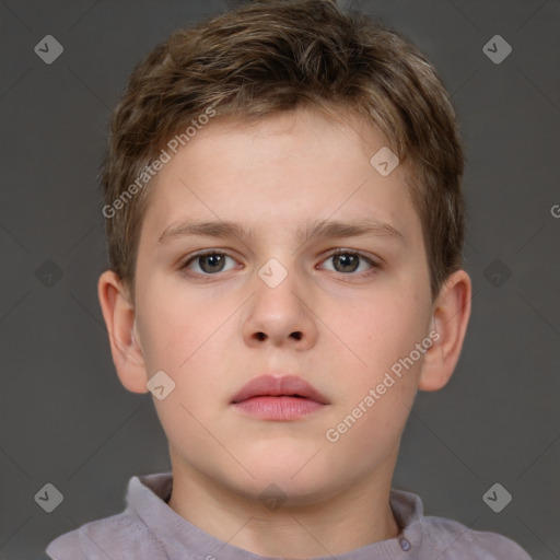 Neutral white child male with short  brown hair and brown eyes