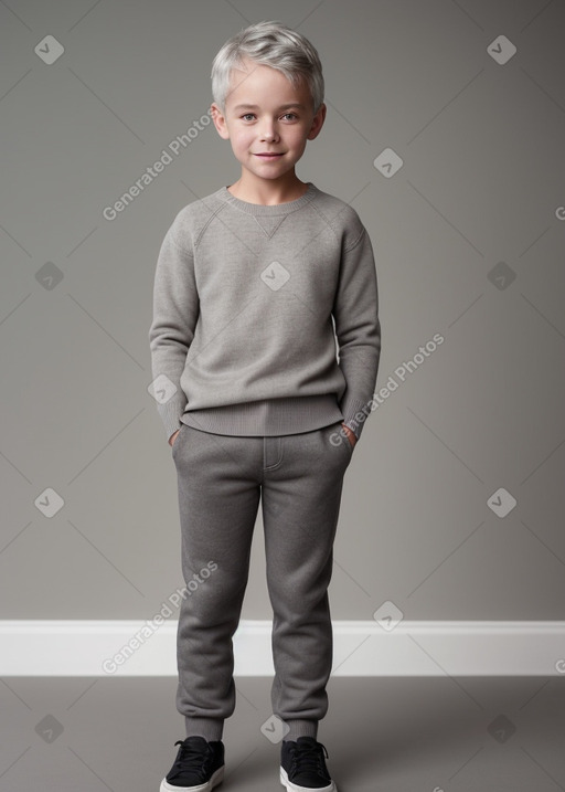 New zealand child boy with  gray hair