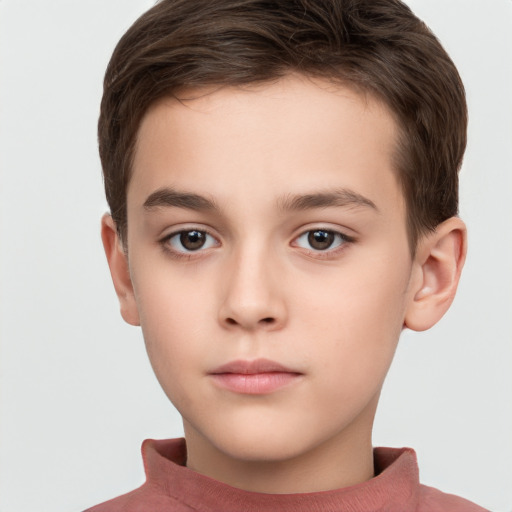 Neutral white child male with short  brown hair and brown eyes