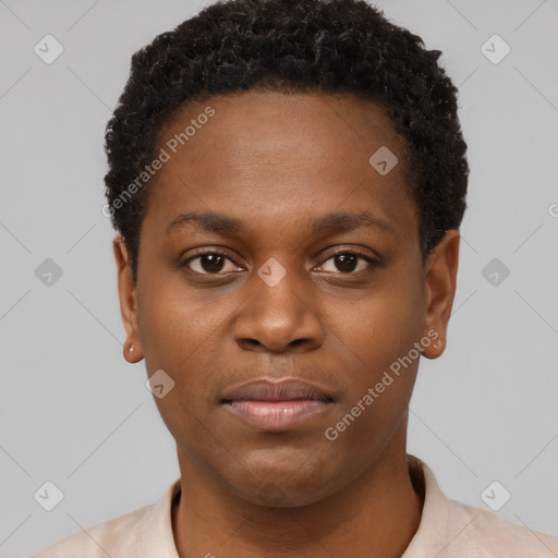 Neutral black young-adult male with short  brown hair and brown eyes