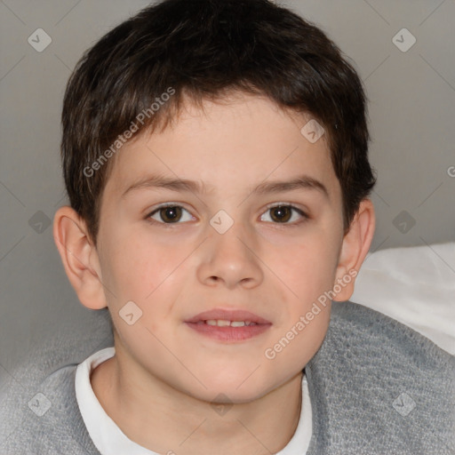 Neutral white child male with short  brown hair and brown eyes