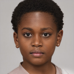 Neutral black young-adult female with short  brown hair and brown eyes